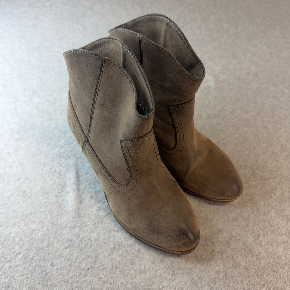 Rocket Dog Womens Brown Distressed Western Ankle Boots Block Heel Pointed Toe